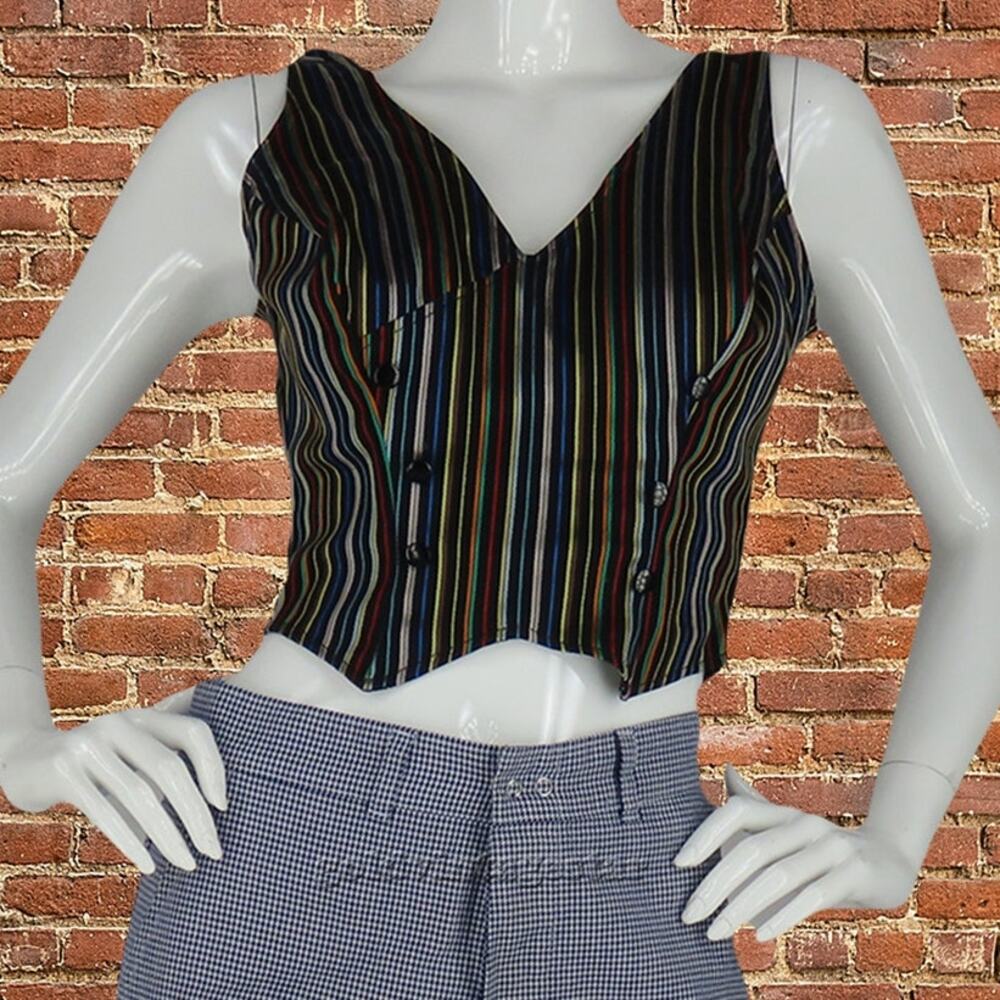 Vintage d'Esterelle Rainbow Striped Suit Waistcoat Top